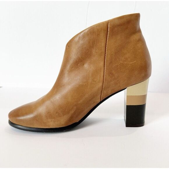 Antelope 651 Hi Side Cut Striped Heel Ankle Boot Leather Bootie Tan Boho 37/6.5 - Picture 11 of 16